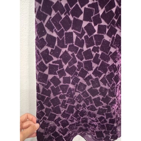 Evan Picone Size 12P Y2K Velvet Burnout Fairycore Whimsigoth Midi Dress Purple - Picture 6 of 9